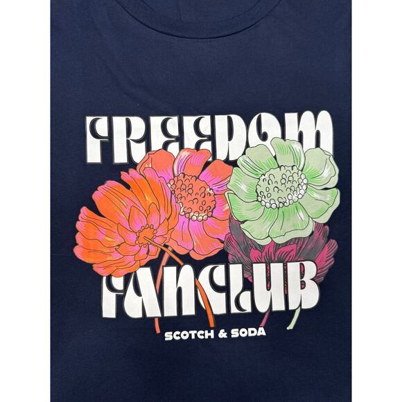 Scotch and Soda Men's Cotton Graphic T Shirt Size XXL Navy Blue - Picture 3 of 7